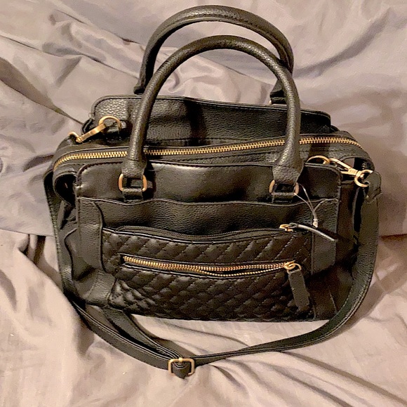 Black and gold removable/adjustable shoulder strap purse - Picture 1 of 2